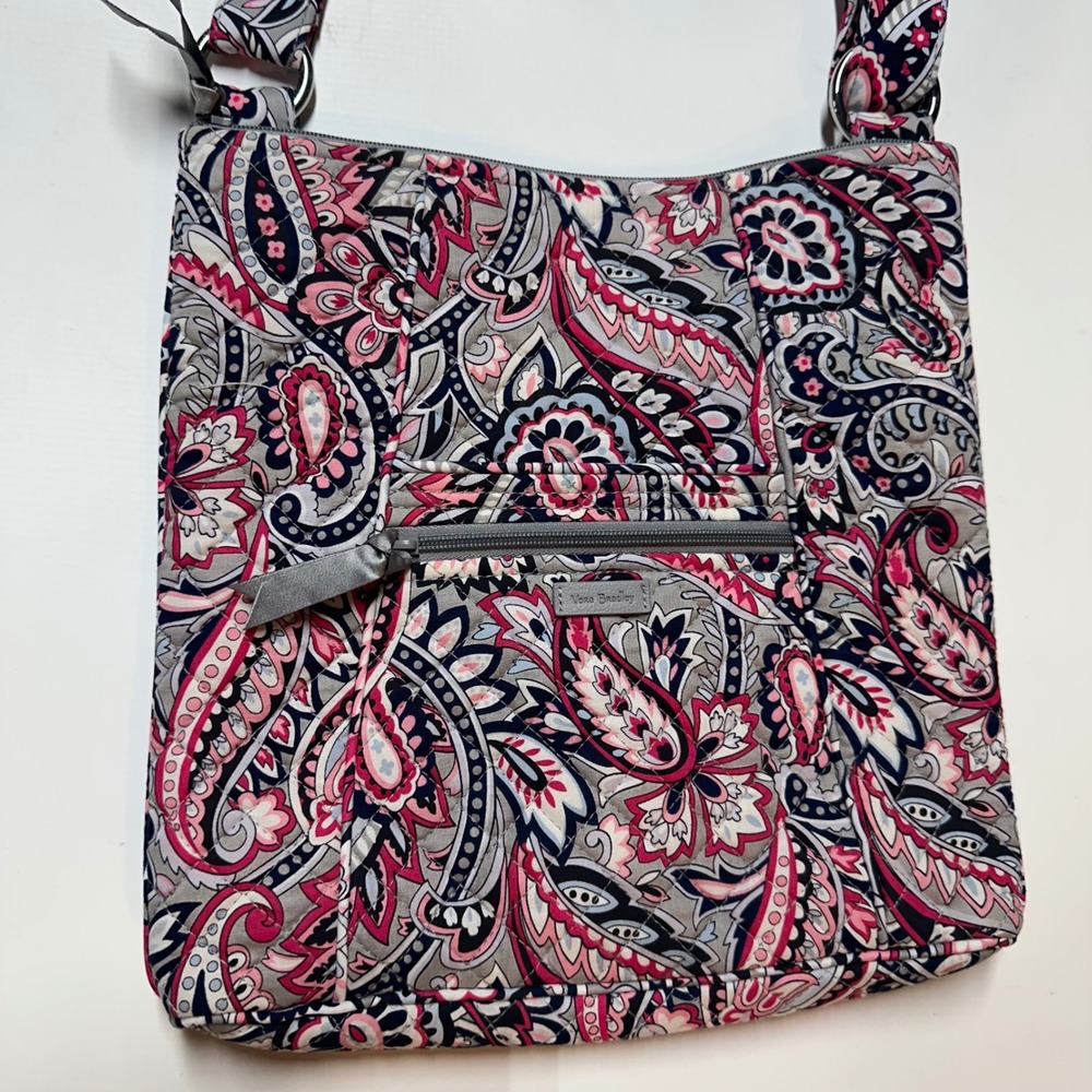 Vera Bradley Pink Navy Gray Paisley Crossbody Bag